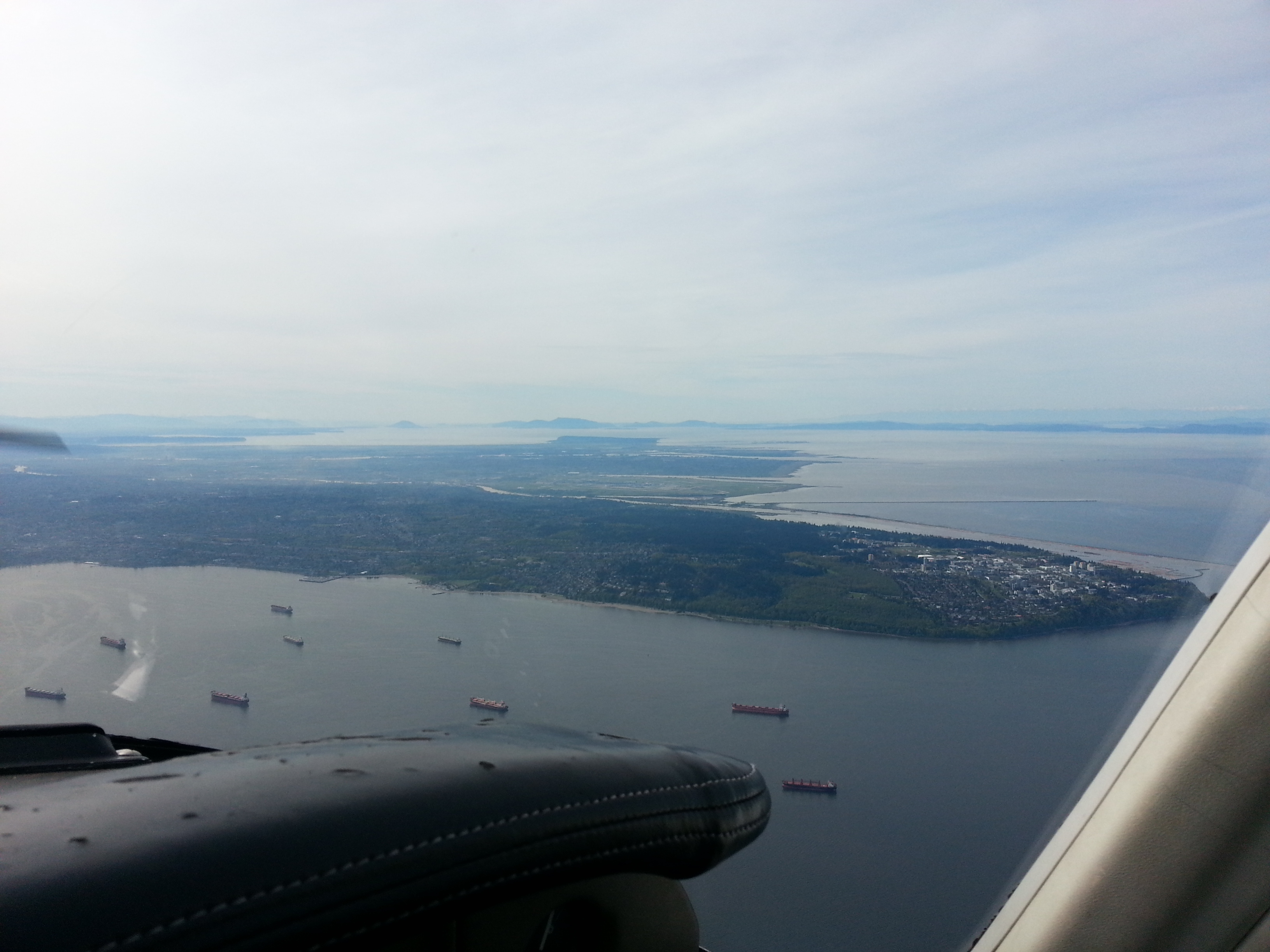 Looking out over the harbour with YVR in the distance