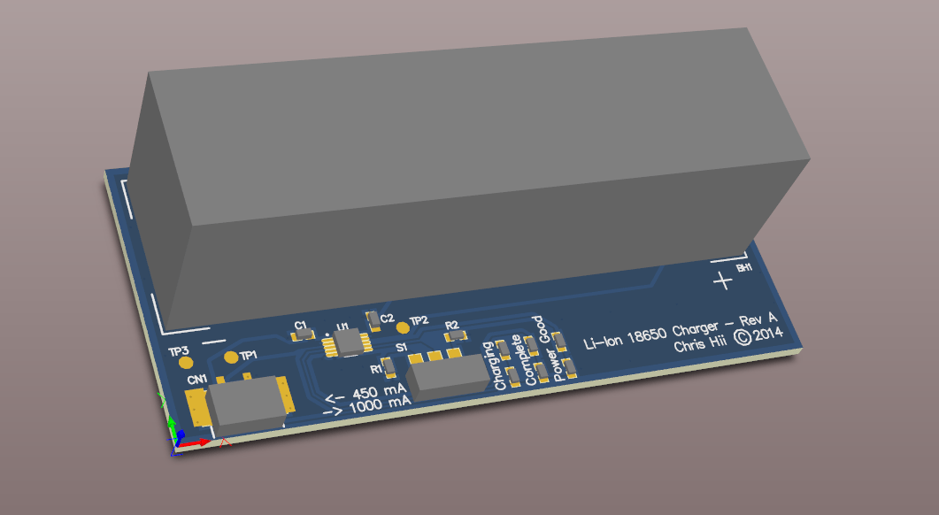 3D rendering of the 18650 charger