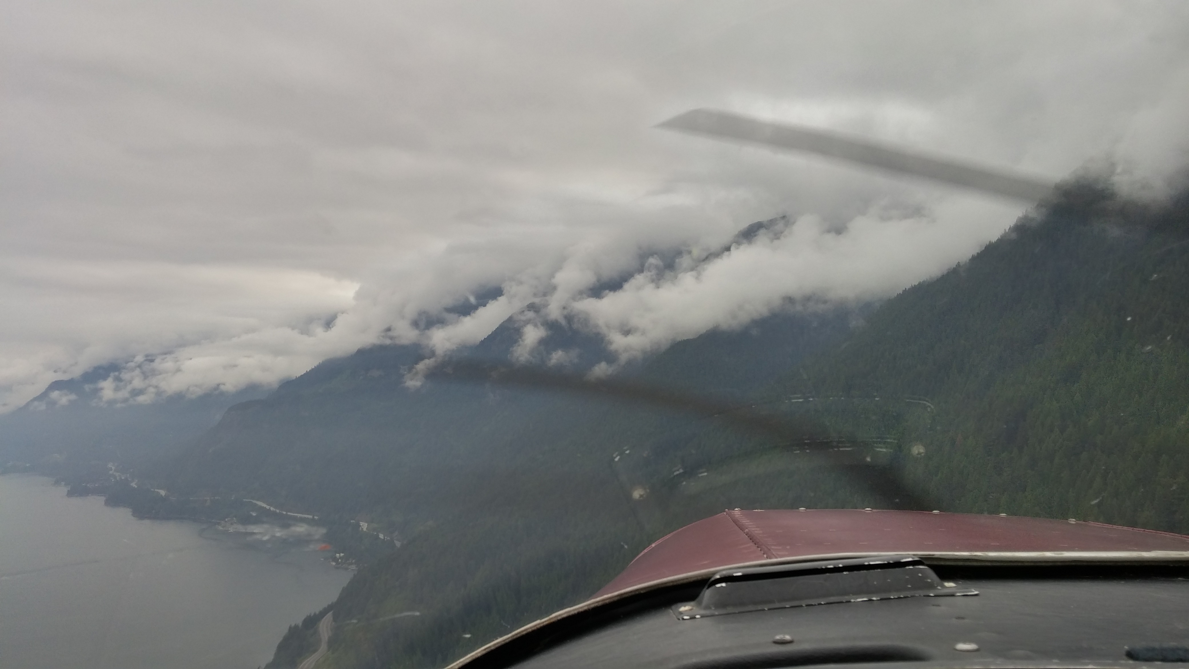 Some cool clouds forming around the mountains along the Sea to Sky Highway