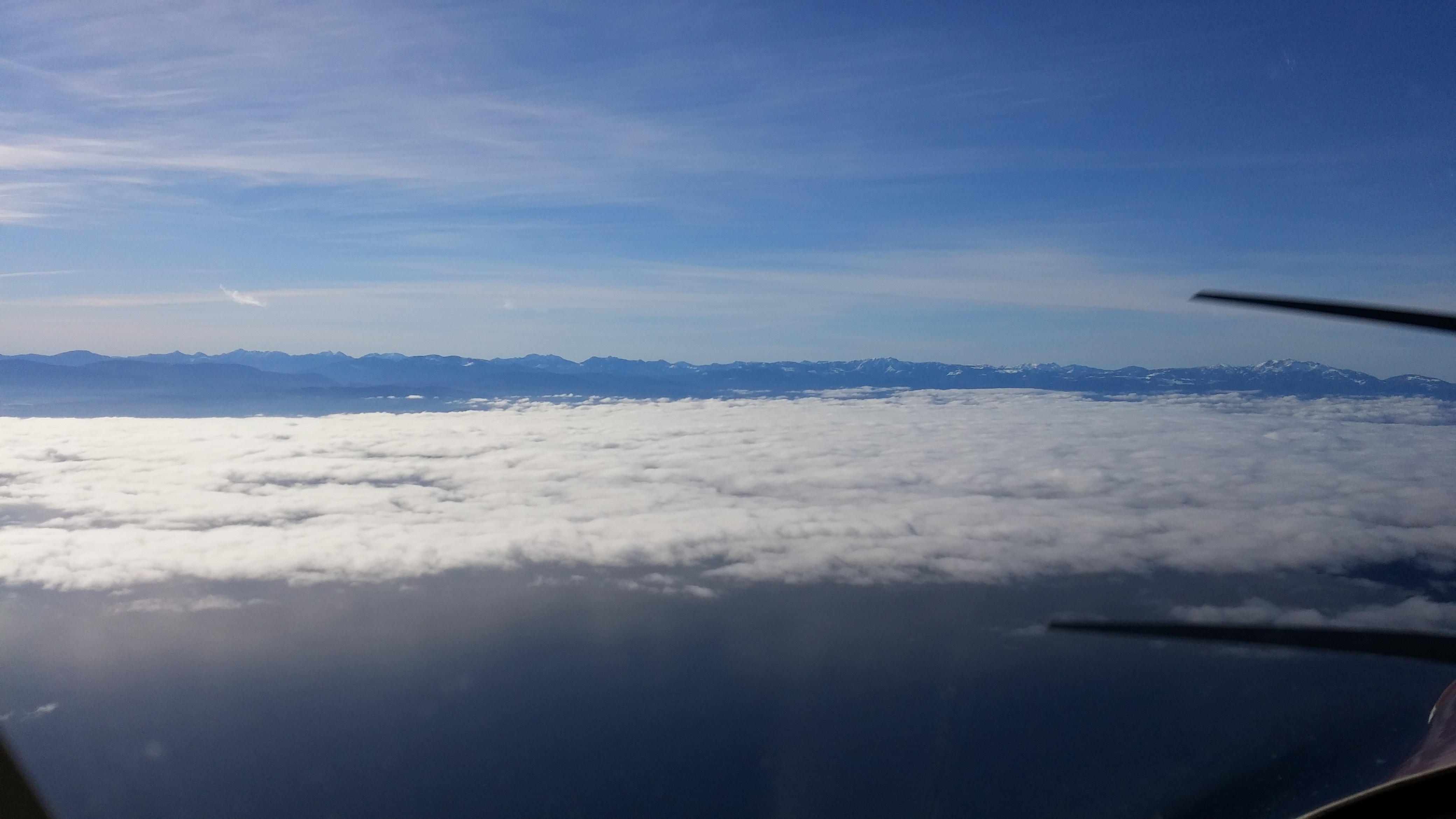 Cloud cover between Vancouver Island and the mainland