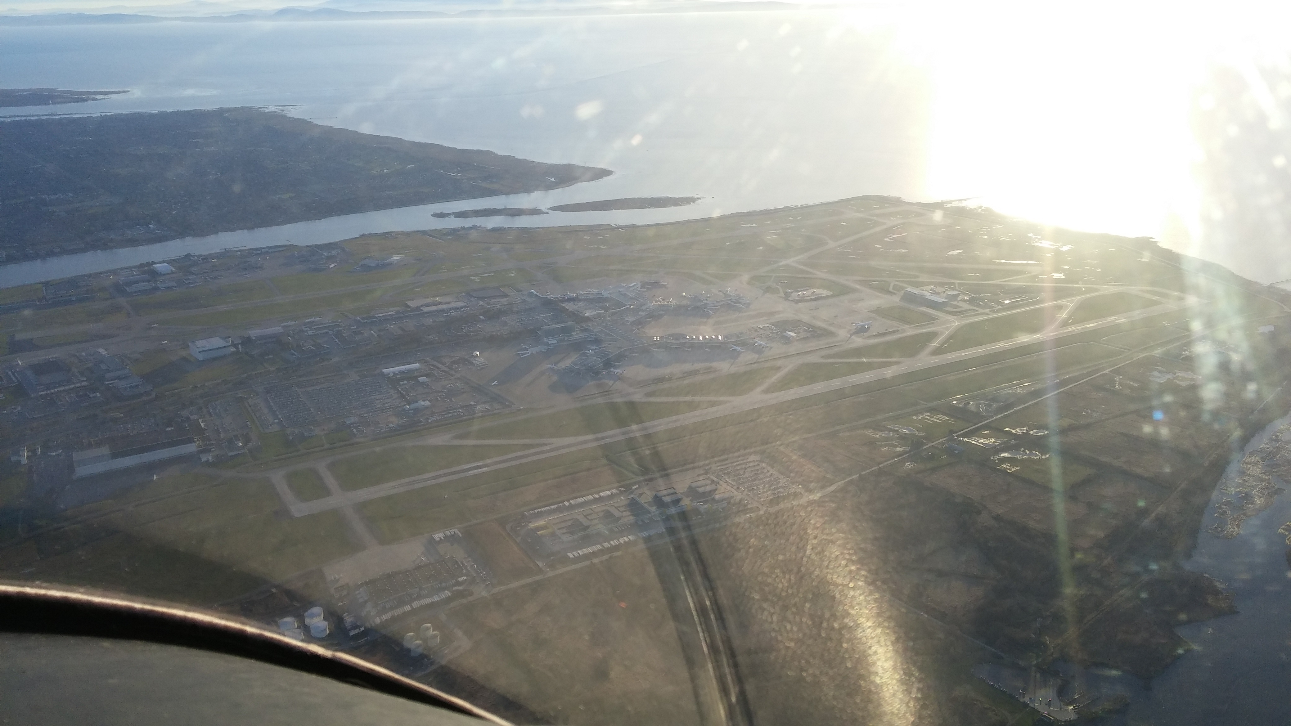 Blurry shot passing over YVR
