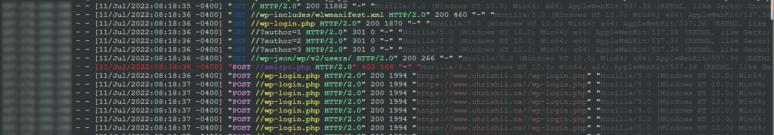 Bot spam in Nginx logs